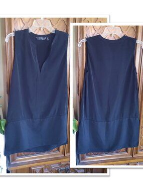 Zoa New York Mandarin Collar Tunic/ Mini Dress - Black, Size XS